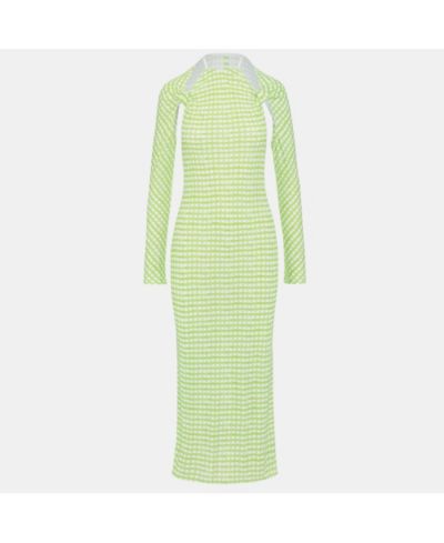 Женское платье Jacquemus Pre-Owned Green Checkered Print Jersey La Robe Nodi Midi