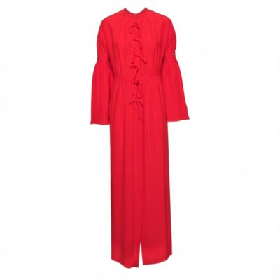 Pre-Owned Burberry Women's Red Silk Button Down Maxi Dress