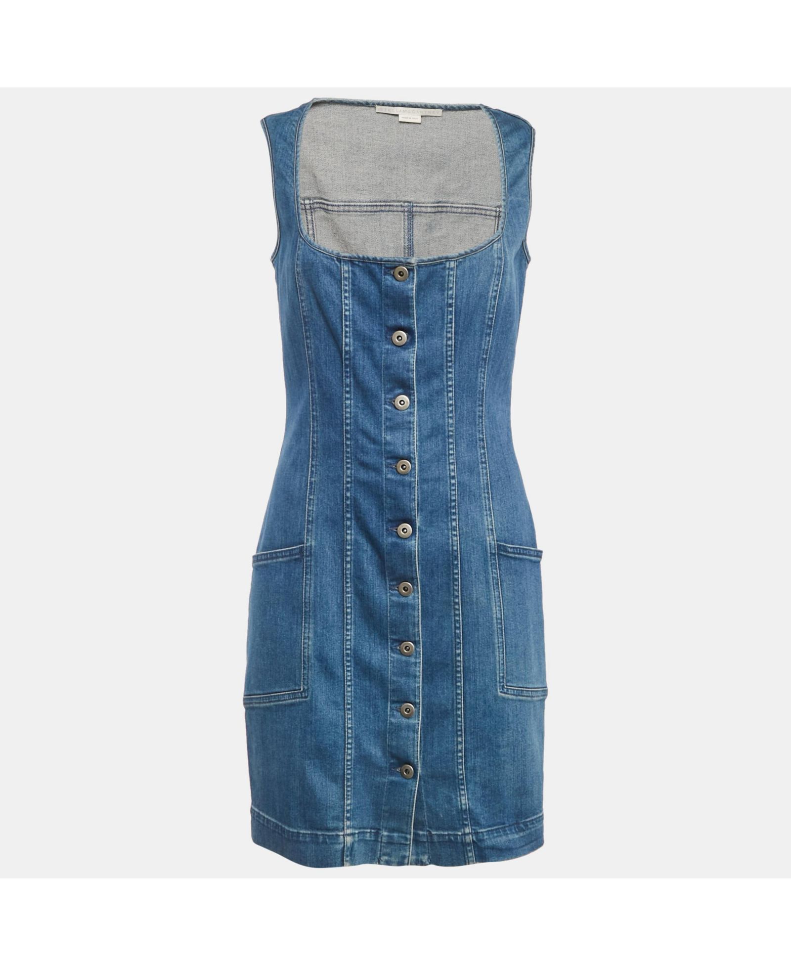 Женское мини-платье Stella Mccartney Blue Denim Scoop Neck, Pre-Owned