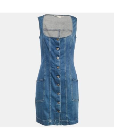 Женское мини-платье Stella Mccartney Blue Denim Scoop Neck, Pre-Owned