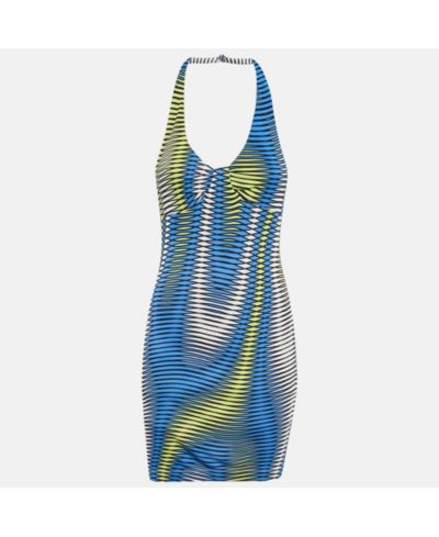 Pre-Owned Versace Women's Jeans Couture Multicolor Jersey Halter Neck Mini Dress
