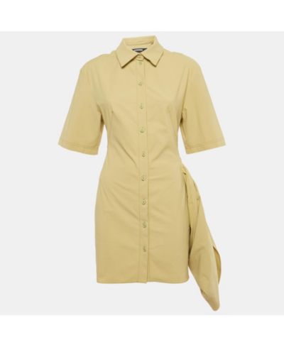 Pre-Owned Jacquemus Женское зеленое платье-рубашка из смесового хлопка Le Raphia