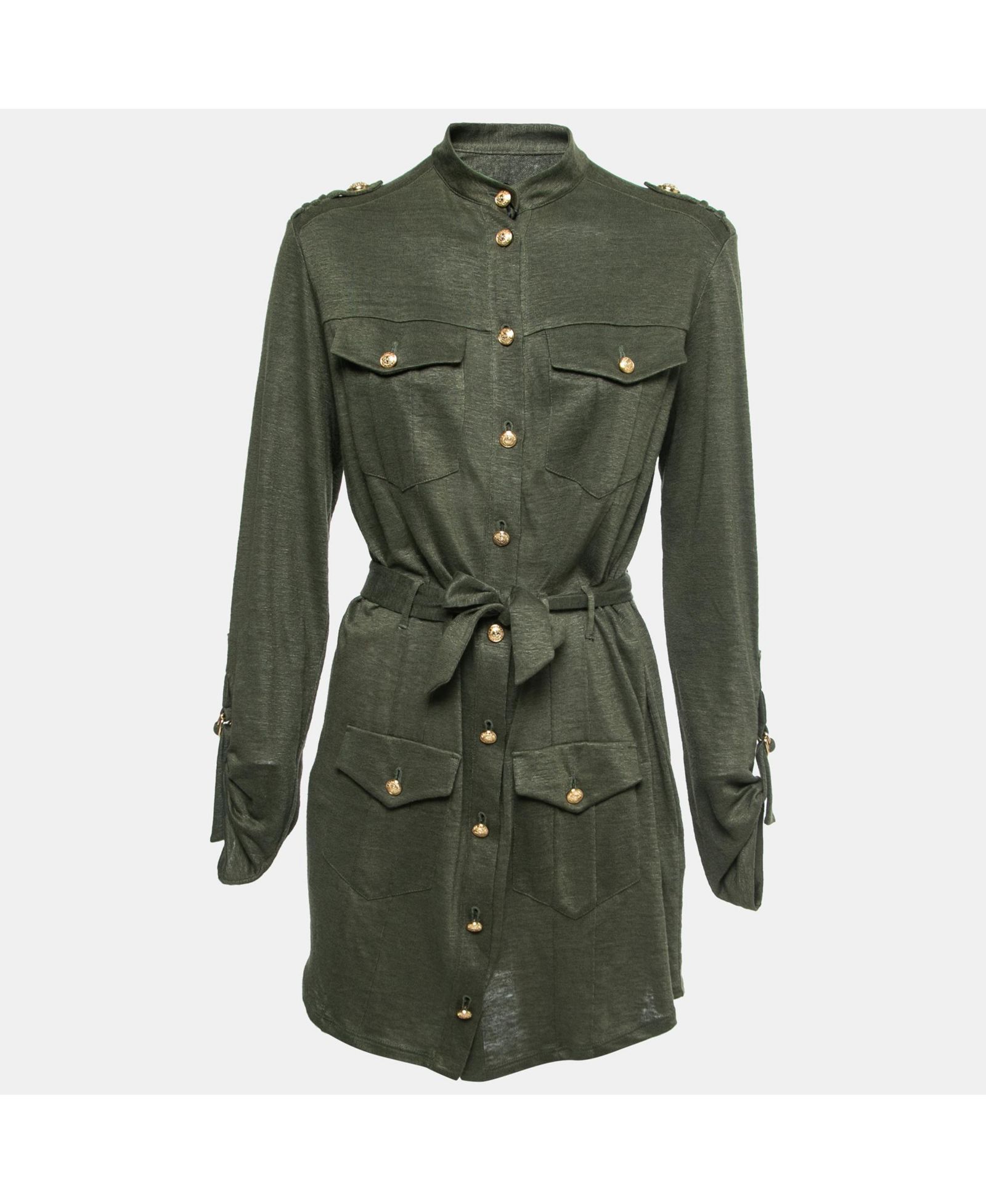 Женское трикотажное платье Balmain Green Knit