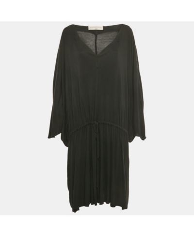 Женское миди-платье Stella Mccartney Black Jersey Plunge Neck Drawstring