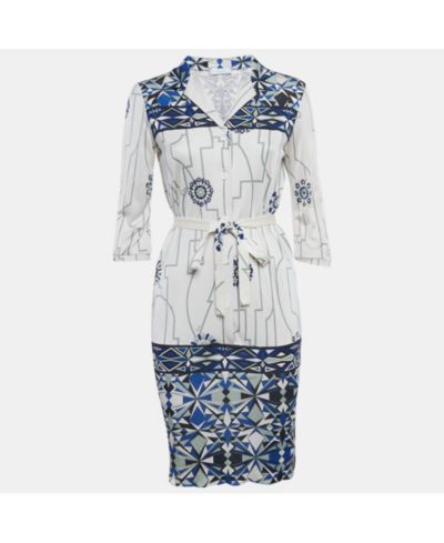 Женское короткое шелковое платье Pre-Owned Emilio Pucci Firenze White Printed