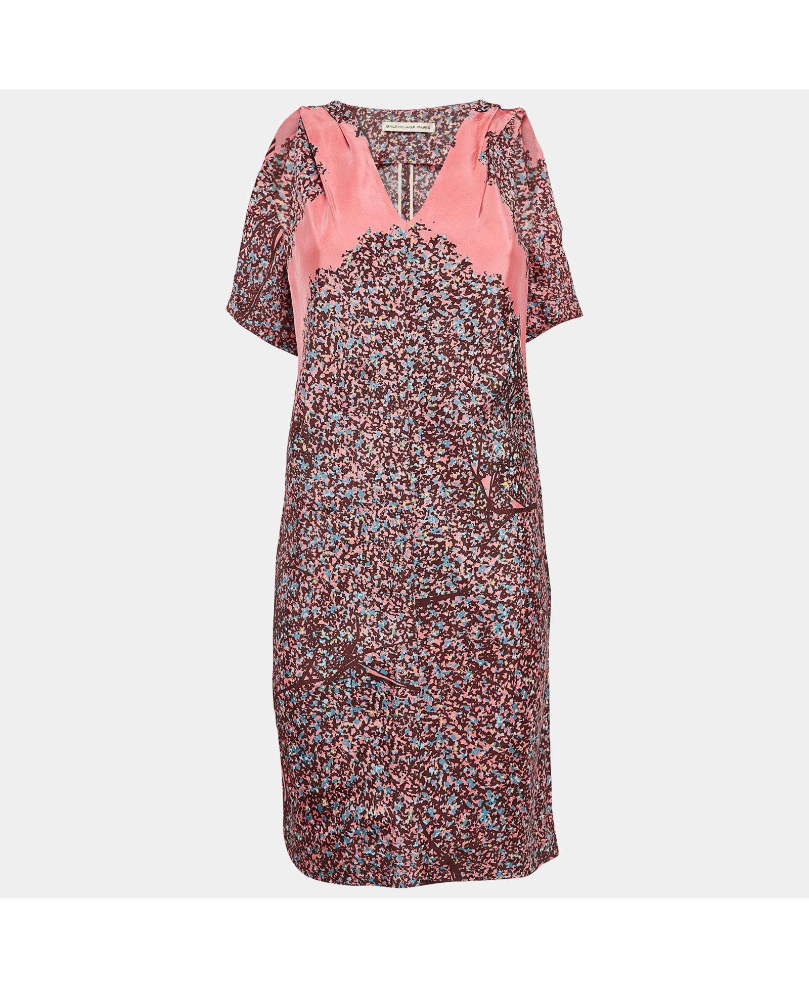 Женское мини-платье Balenciaga Paris Pink Printed Silk без рукавов, б/у