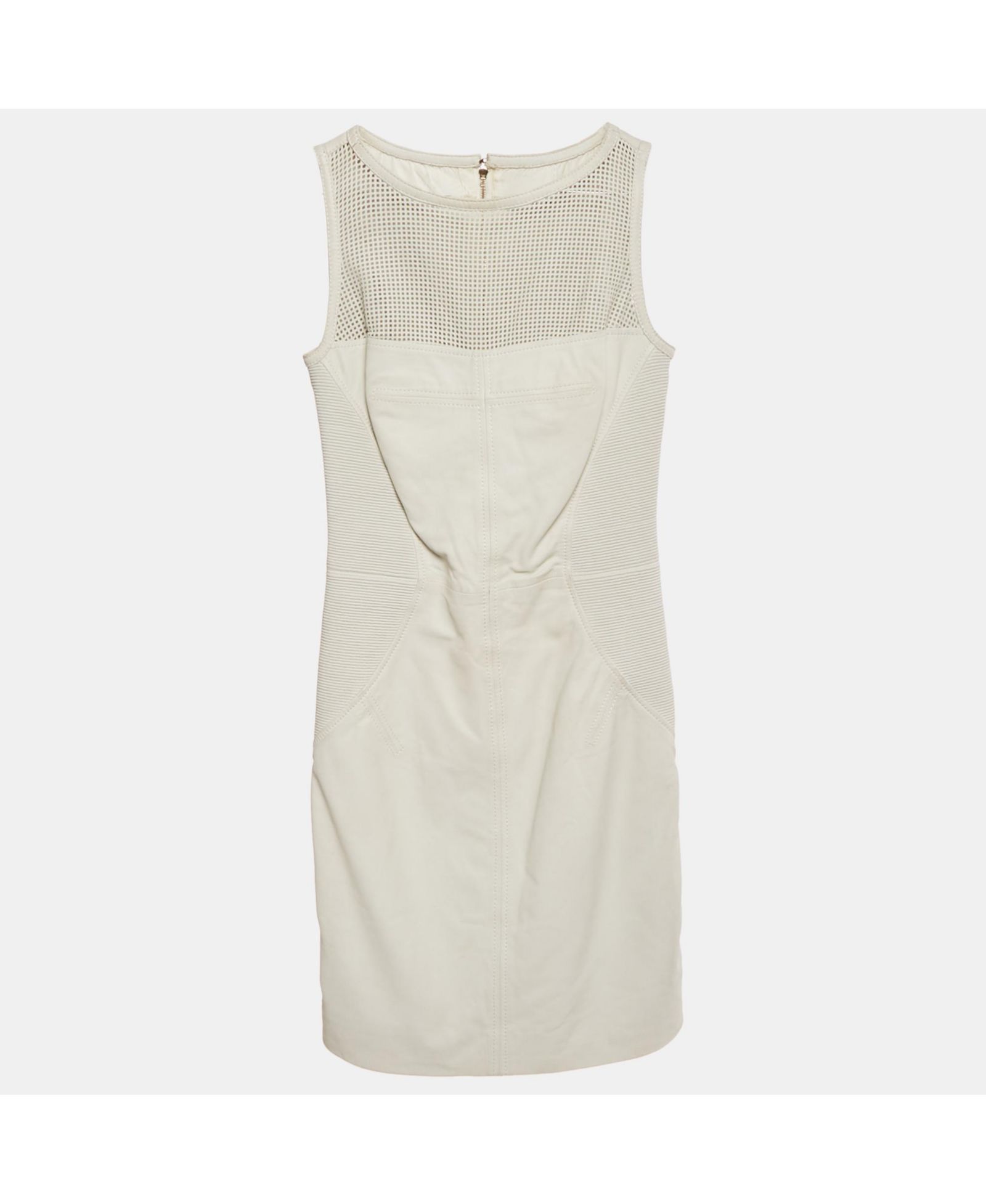 Pre-Owned Versace Women's Collection White Leather Sleeveless Mini Dress