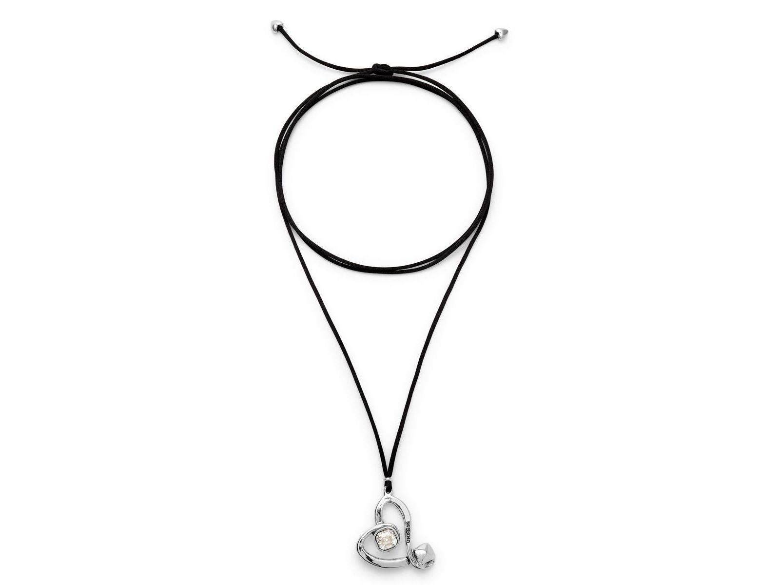 Колье UNOde50 Modern Sterling Silver Heart Faceted Crystal