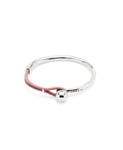 UNOde50 браслет Half-Cuff, серебро с маджентой, кожаный