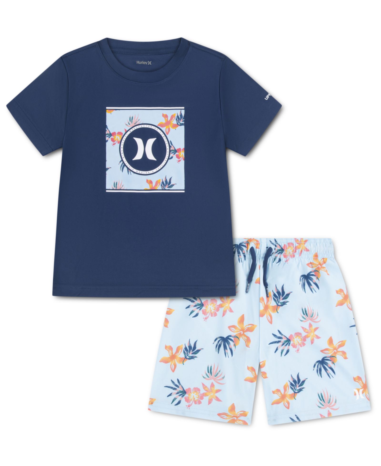 Детский комплект Hurley Boys' 4-7 Tropical Floral Swim T-Shirt and Shorts, 2-Piece Set