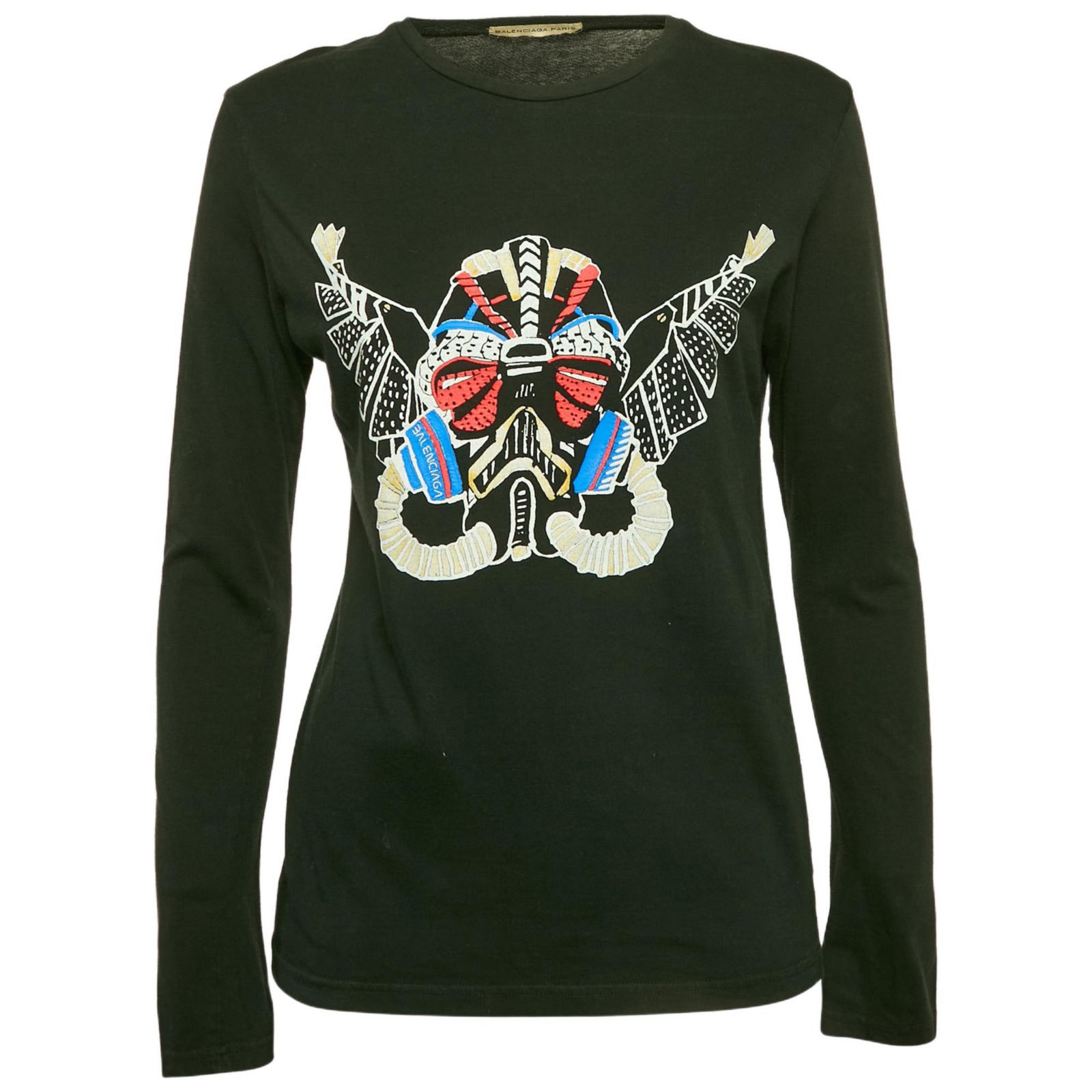 Pre-Owned Balenciaga Women's Black Printed Jersey Crewneck T-Shirt