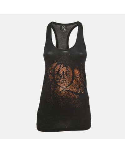 Pre-Owned Alexander Mcqueen Women's Black Logo Print Knit Tank Top