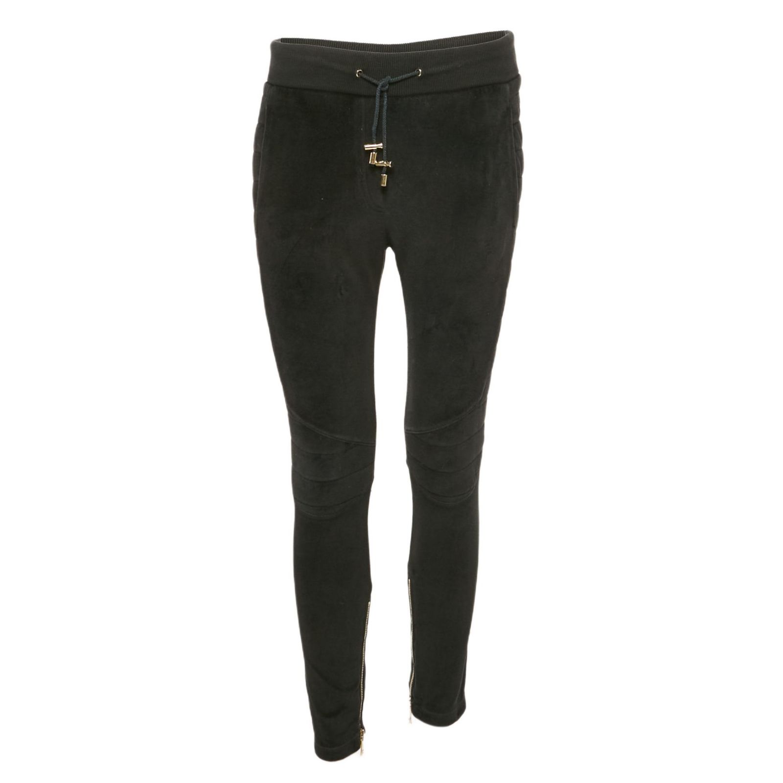 Pre-Owned Balmain женские брюки из велюра с стеганой отделкой, черные