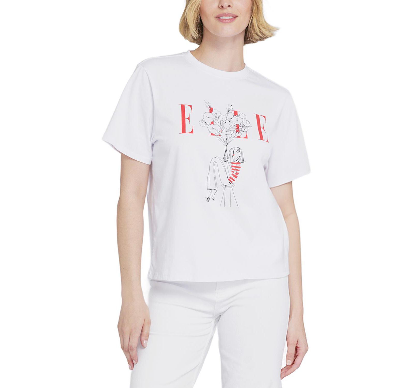 ELLE Collection Women's Flowers Graphic Tee T-Shirt