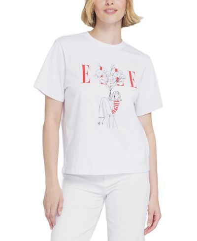 ELLE Collection Women's Flowers Graphic Tee T-Shirt