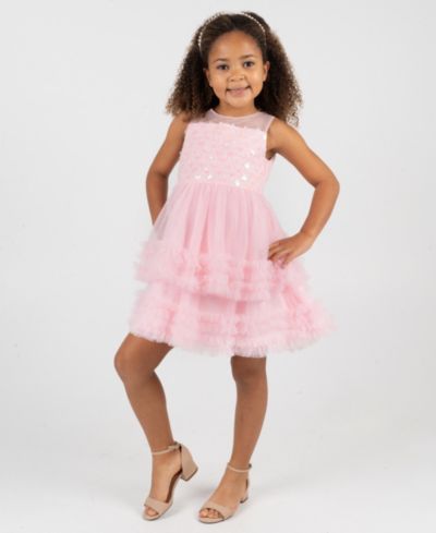 Детское платье Rare Editions Girls' 2T-6X Ruffle Trim Round Neck