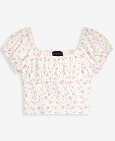 Детский топ With Jules Girls' 7-16 Ruched Floral Print Short-Sleeve Milkmaid