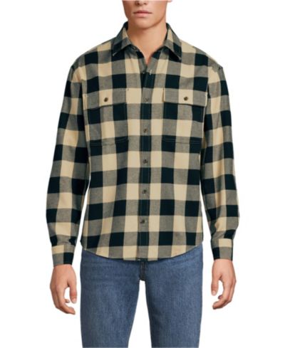 Lands' End Мужская фланелевая рубашка Long Sleeve RainDefense