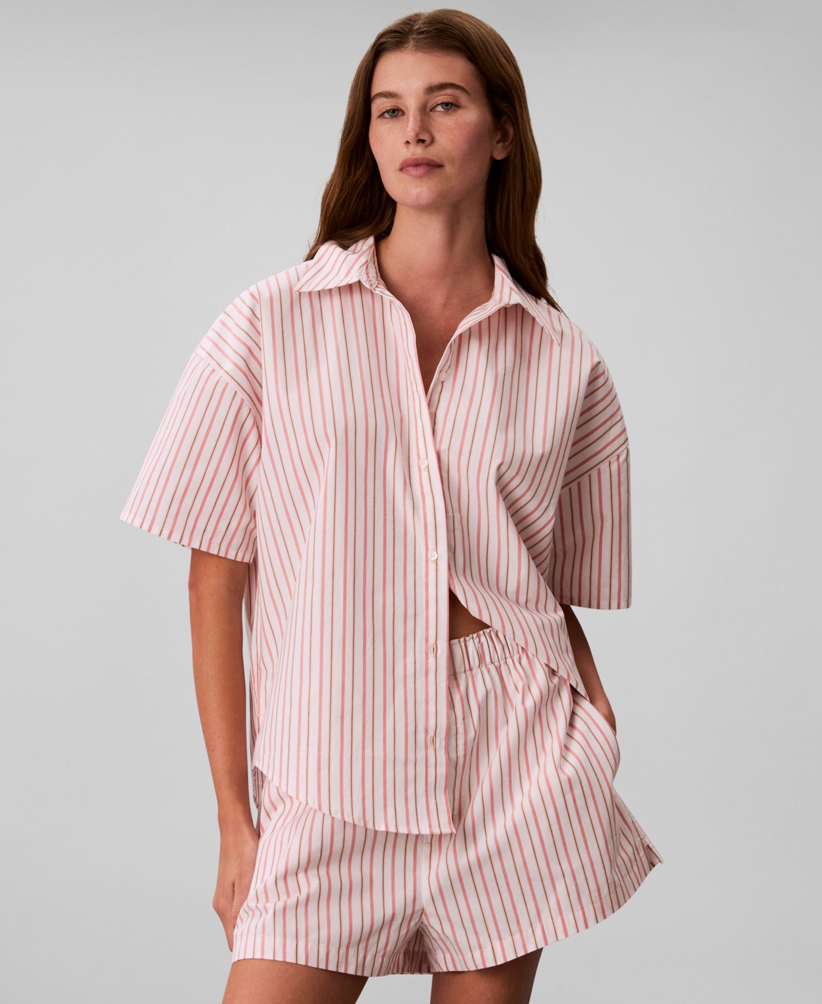 Женская полосатая пижамная рубашка Calvin Klein Short-Sleeve QS7652