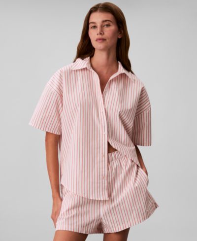 Женская полосатая пижамная рубашка Calvin Klein Short-Sleeve QS7652