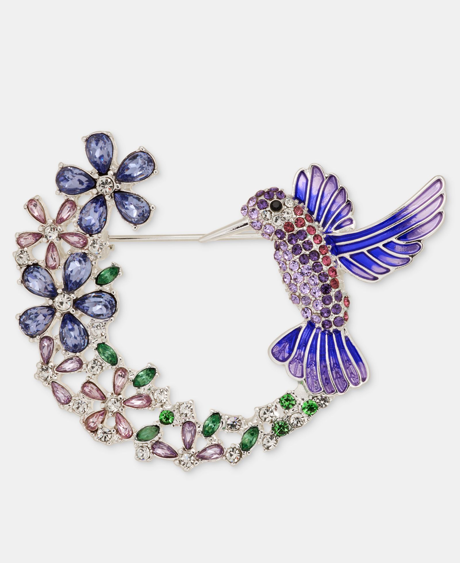 Брошь Anne Klein Crystal Hummingbird & Flowers