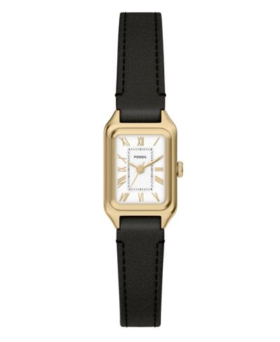 Fossil Women's Raquel Three-Hand Black Leather Watch, 18mm