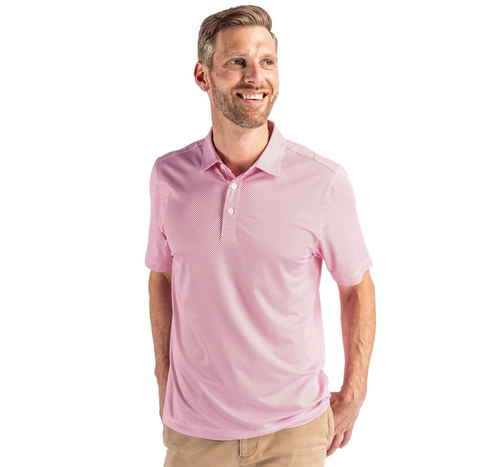 Cutter & Buck Men's Pike Eco Symmetry Print Stretch Recycled Polo Shirt