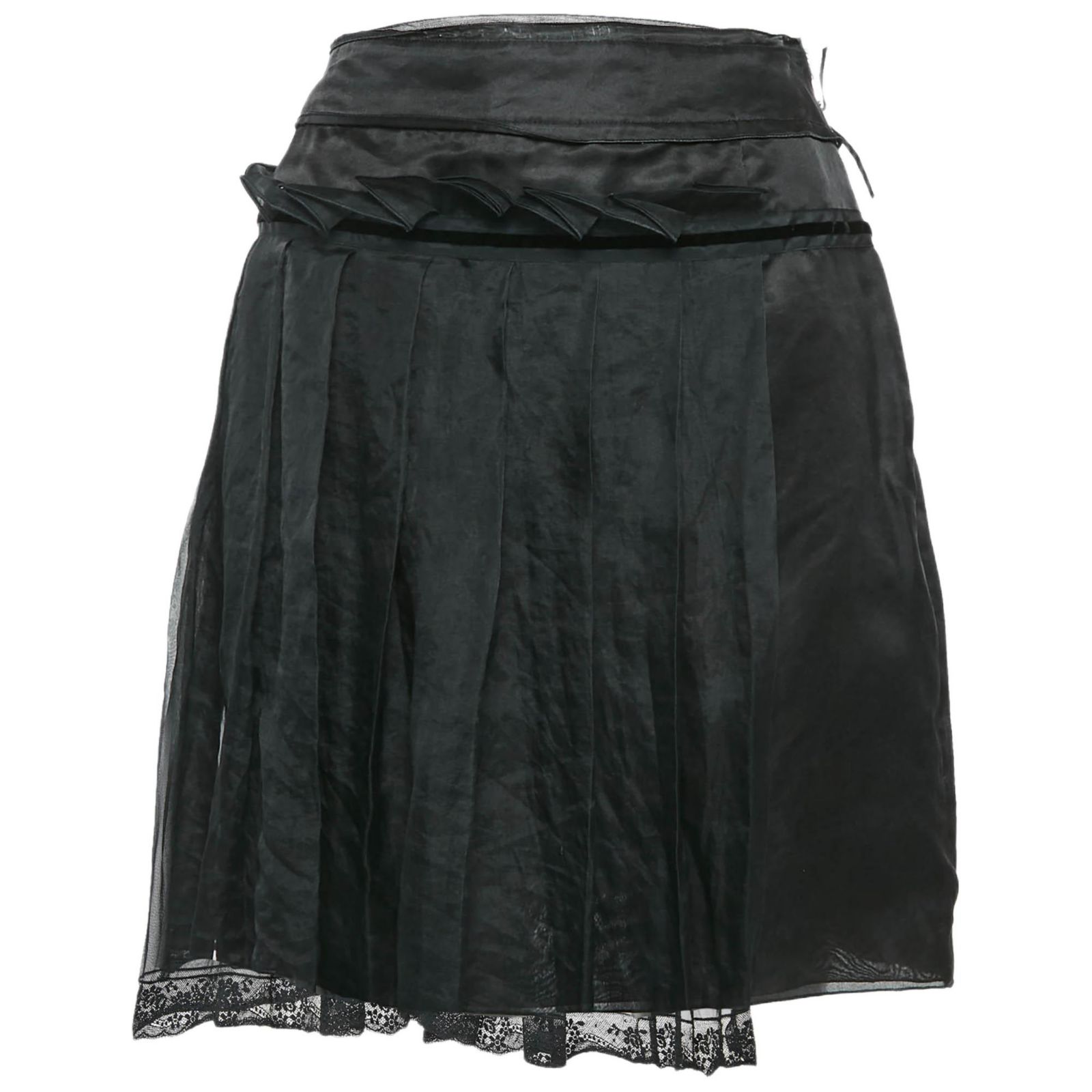 Pre-Owned Dolce & Gabbana Women's Pre-Owned Dolce and Gabbana Black Crepe Pleated Mini Skirt