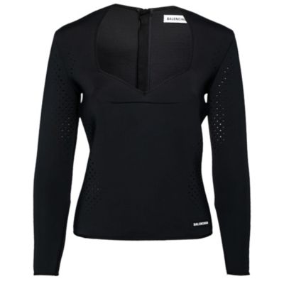 Pre-Owned Balenciaga Женский черный перфорированный топ из неопрена Piaf