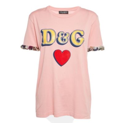 Pre-Owned Dolce & Gabbana Women's Logo Print Jersey Crewneck T-Shirt