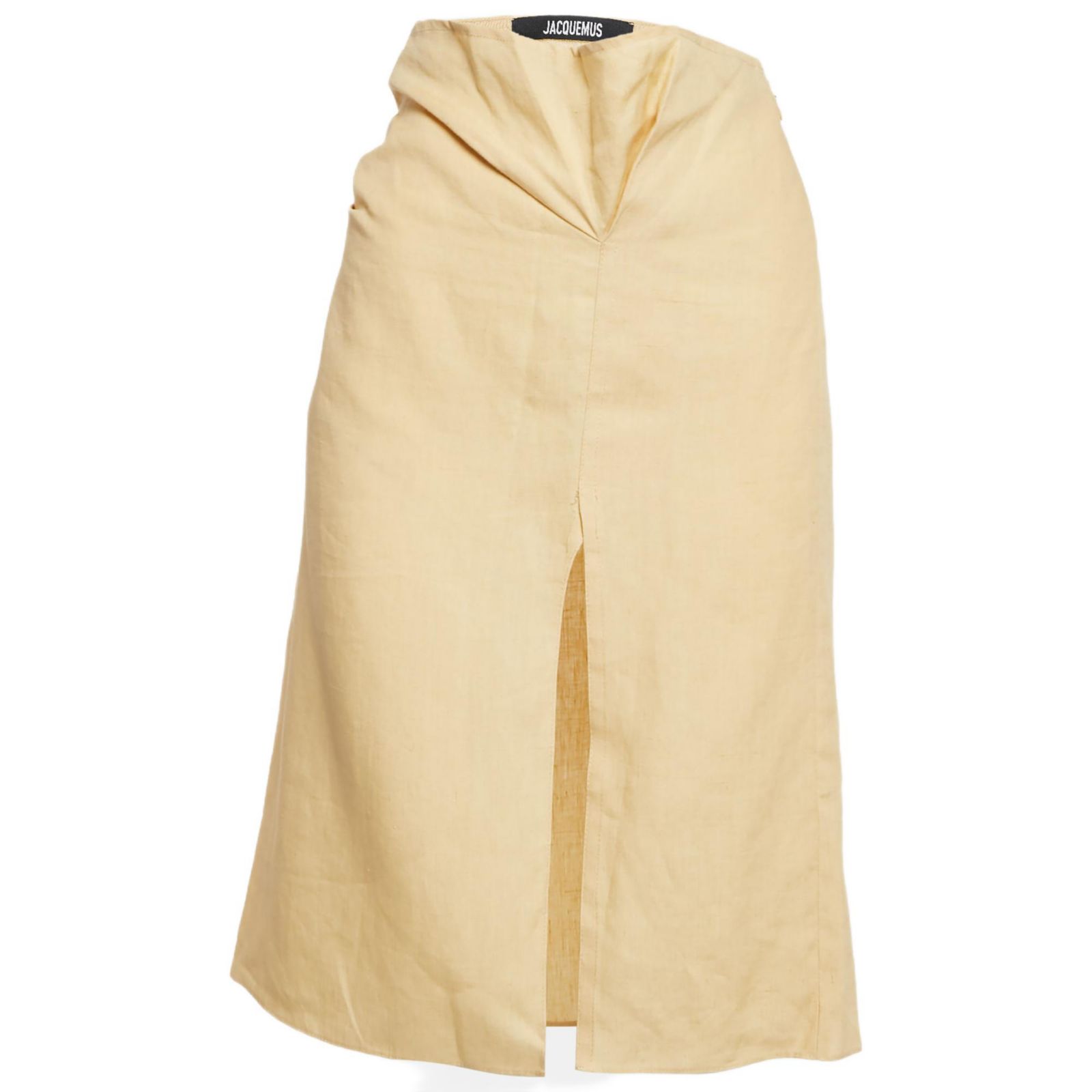 Pre-Owned Jacquemus Women's Yellow Linen Drape Style La Jupe Pencil