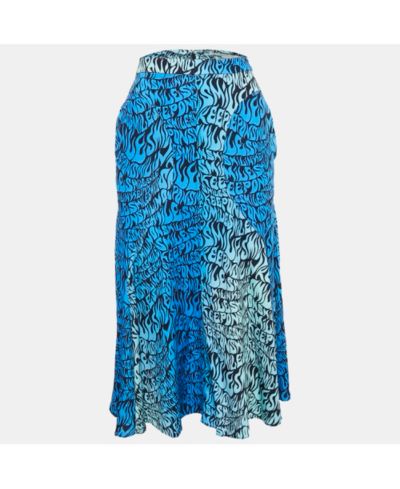 Женская миди-юбка Stella Mccartney из крепа с принтом синего цвета