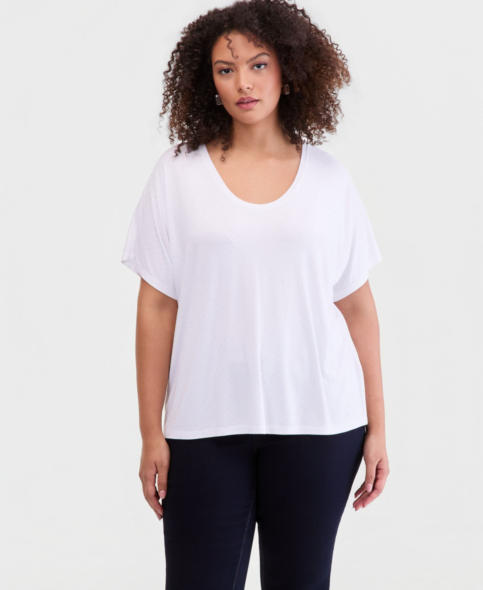 I.N.C. International Concepts Plus Size Embellished Scoop-Neck T-Shirt, Macy's Exclusive