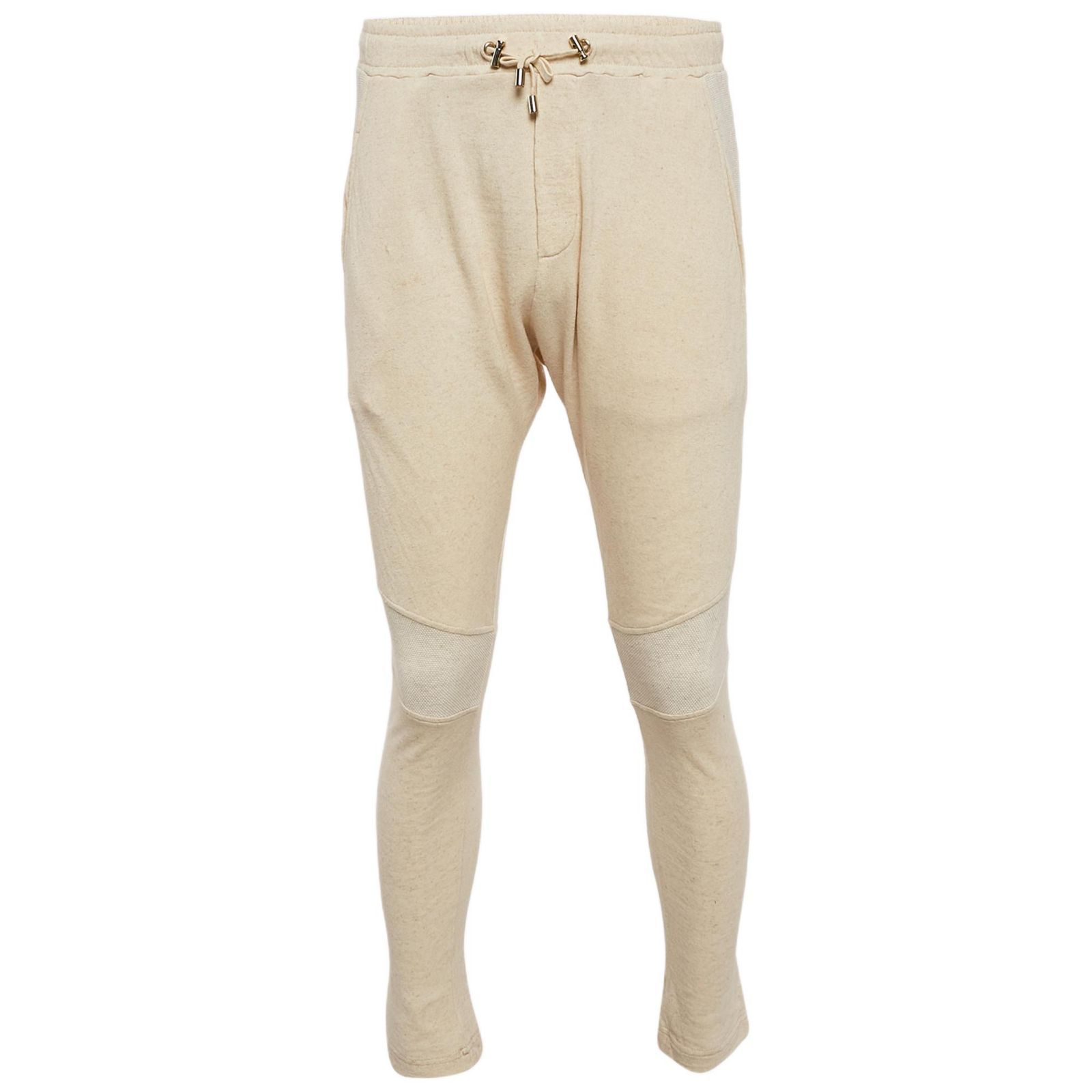 Pre-Owned Balmain Men's Cream Cotton Paneled Knit Jogger Pants