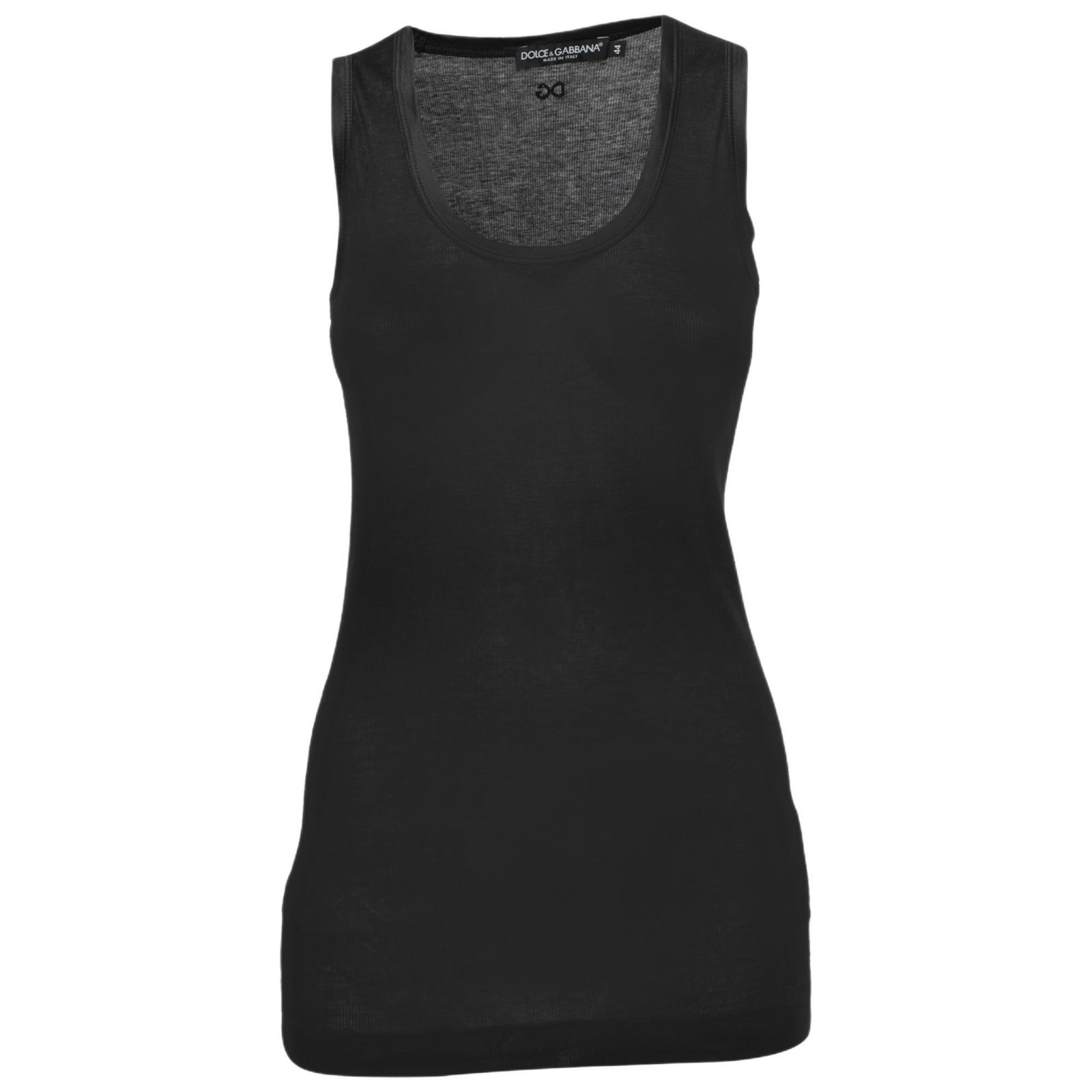 Pre-Owned Dolce & Gabbana Women's Black Cotton Knit & Satin Trim Tank Top