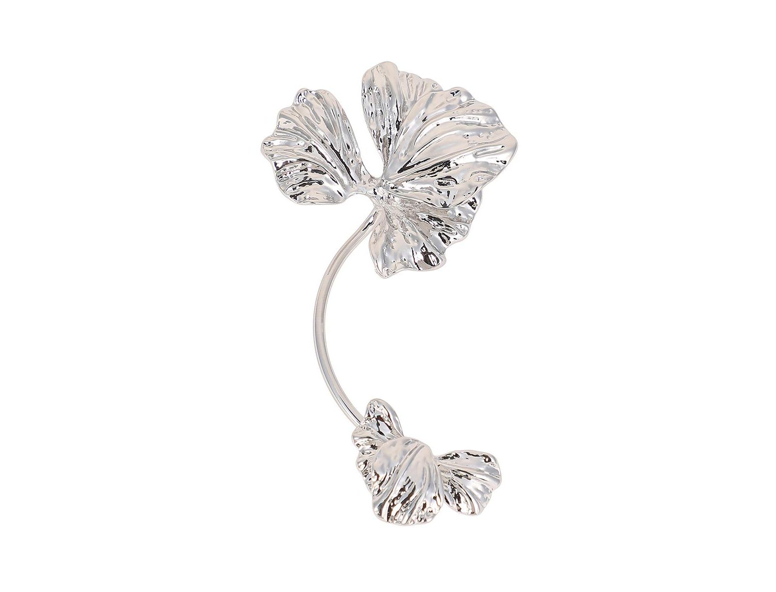 SOHI Silver Withering-Petal Cuff Earrings