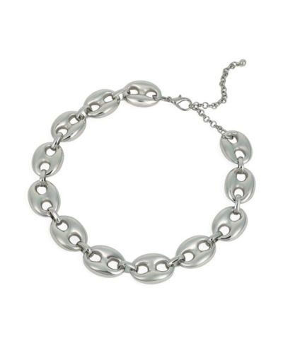 SOHI Silver Chunky Coffee-Bean Chain Necklace