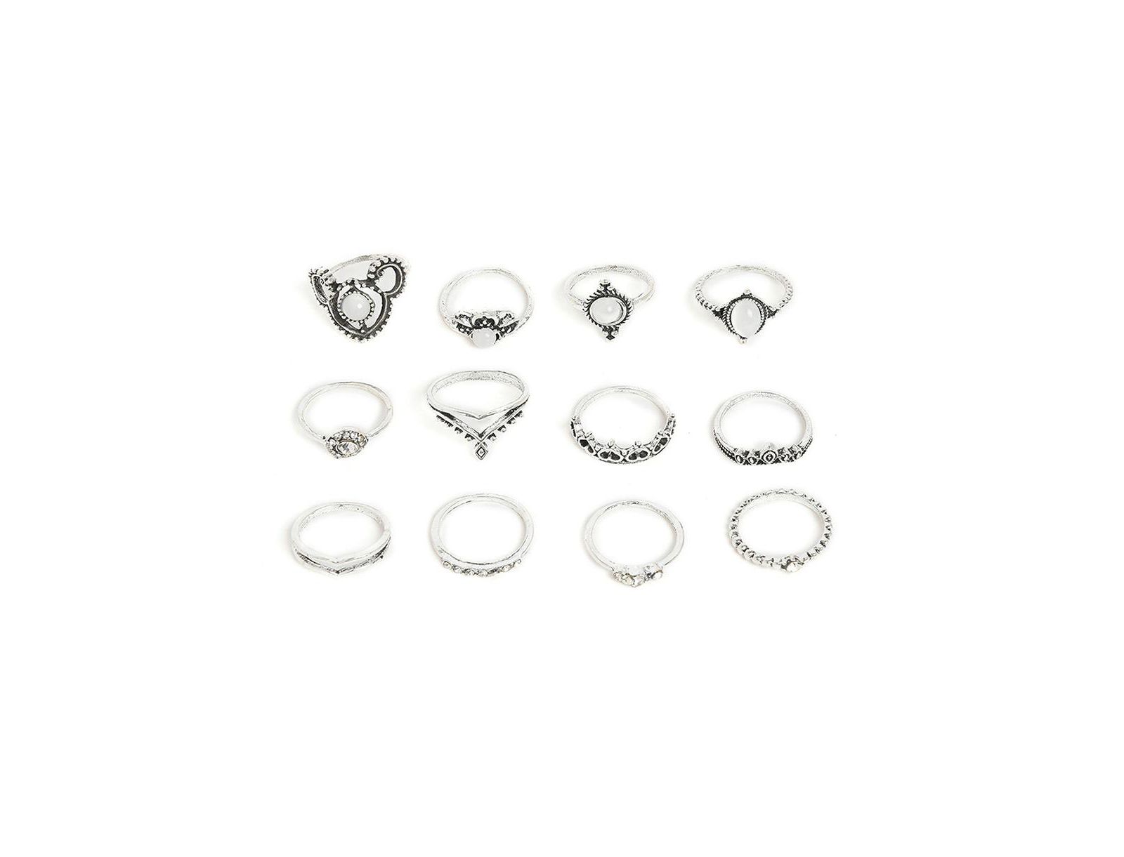 Женские кольца SOHI Silver Pack Of 12 Oxidized