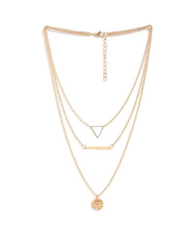 SOHI Gold Geometric Layered Necklace