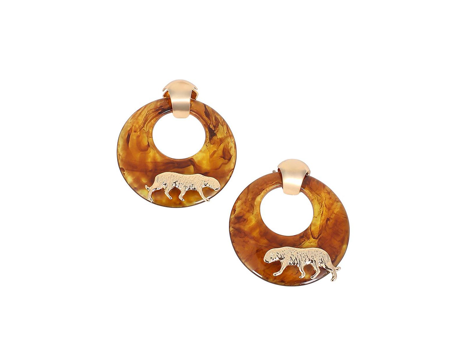Крупные серьги SOHI Gold Circular Panthera, золотые