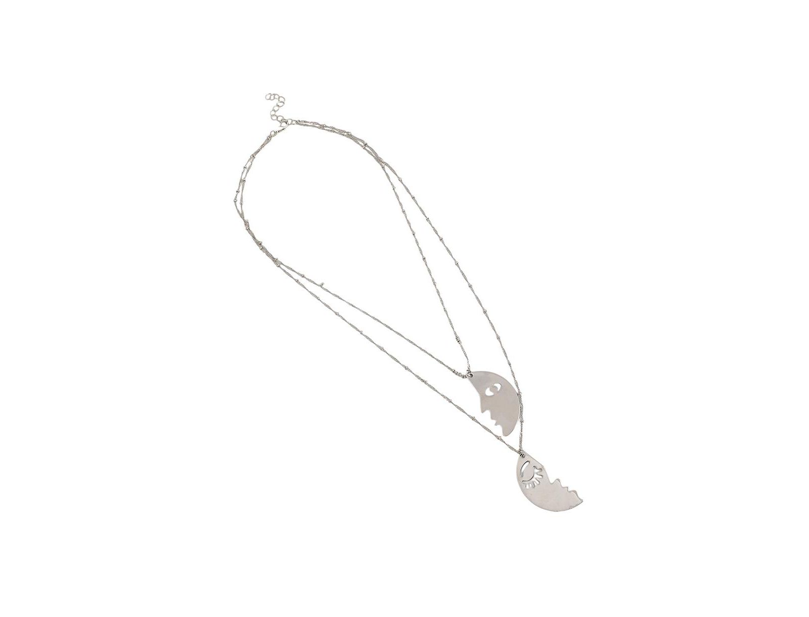 SOHI Silver Lovers Multi-Layer Necklace