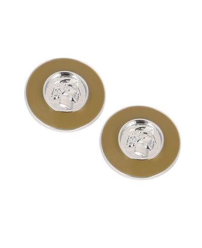SOHI Silver Enamel-Coin Stud Earrings