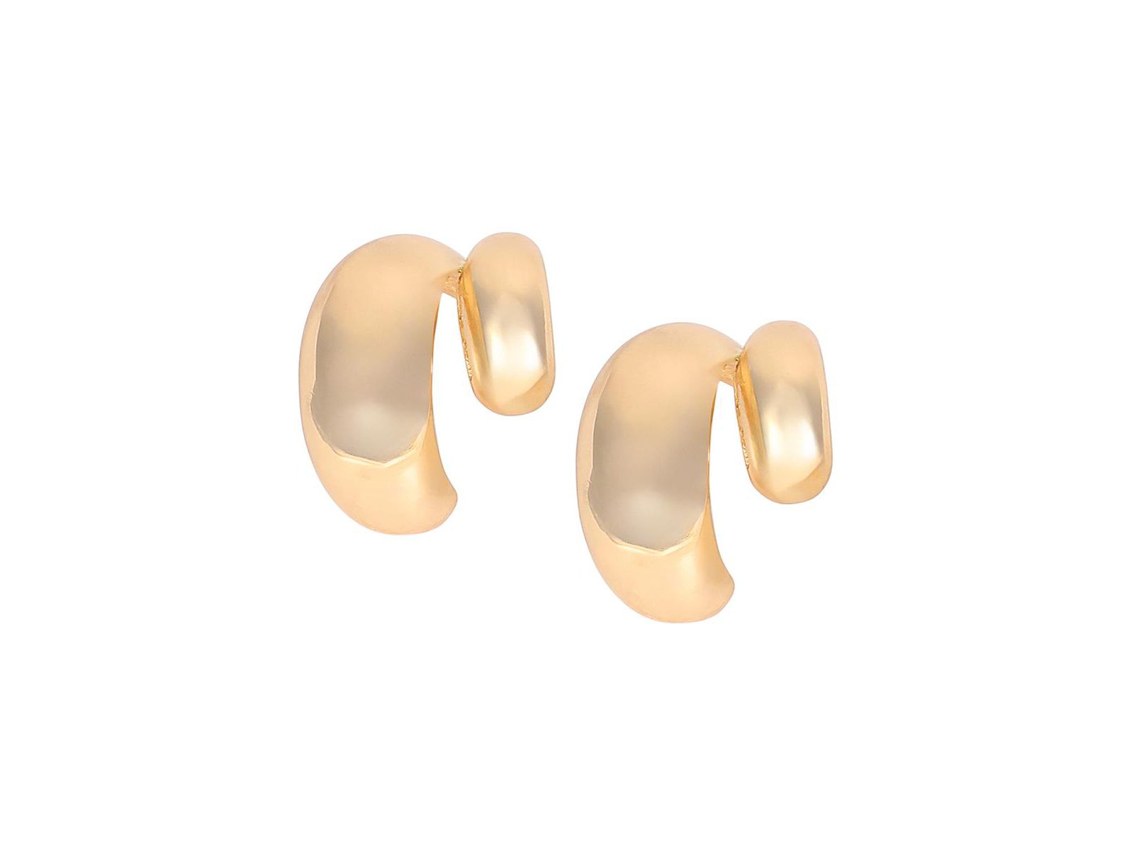 SOHI Gold Chunky-Unbalanced Half-Hoop Earrings