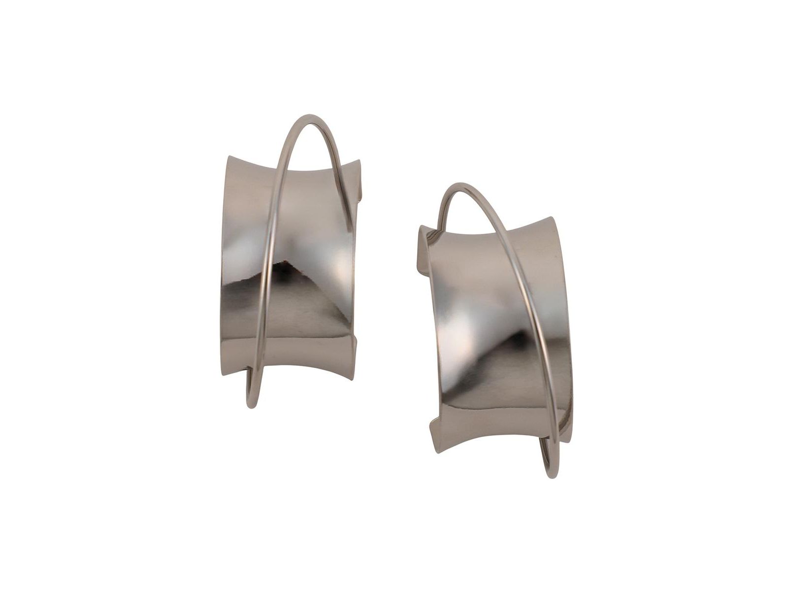 SOHI Metallic Silver Chunky Orbiter Half-Hoop Earrings