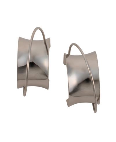 SOHI Metallic Silver Chunky Orbiter Half-Hoop Earrings
