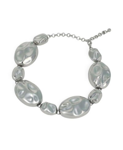 SOHI Silver Chunky Dented-Pierre Collar Necklace
