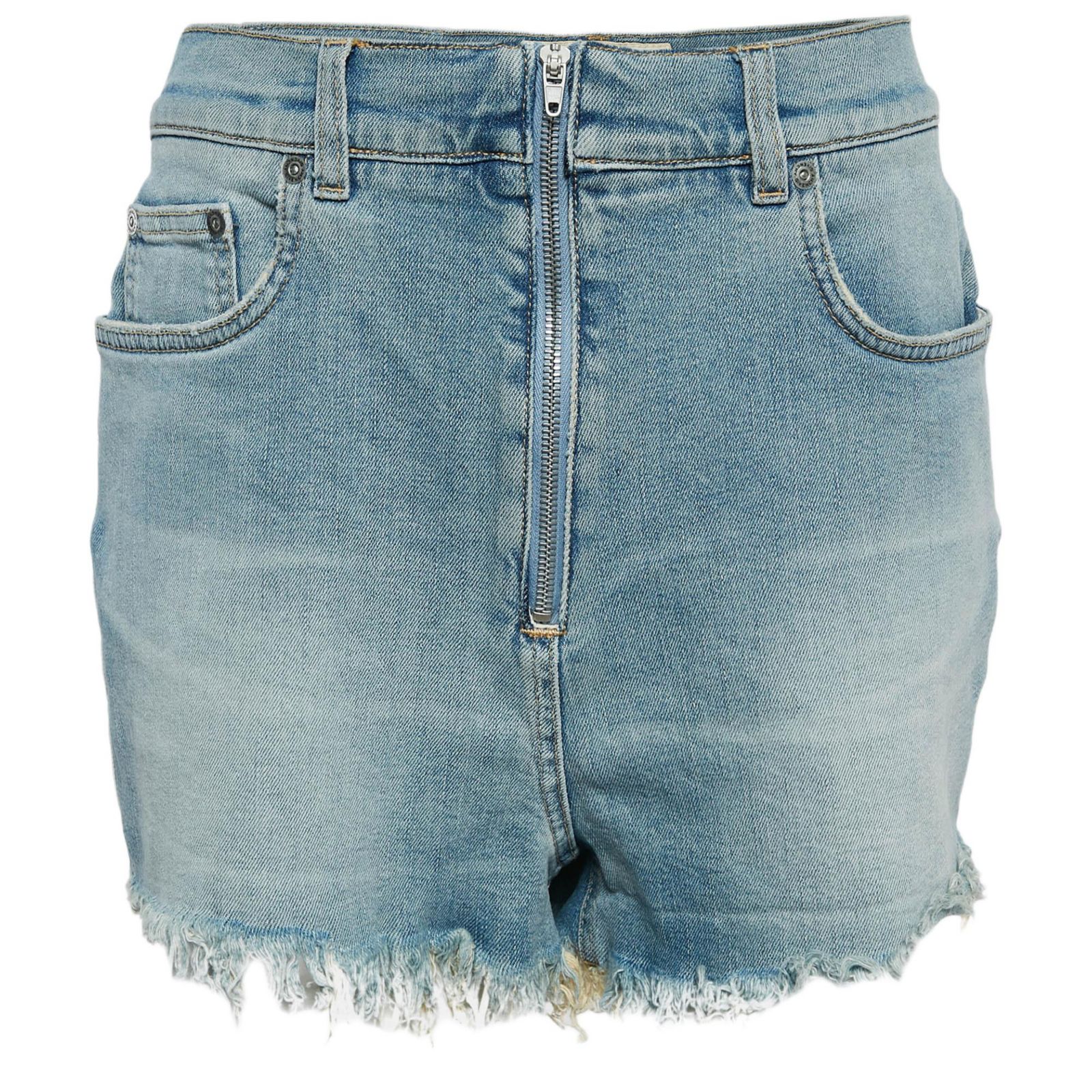Pre-Owned Givenchy Women's Blue Washed Denim Raw Edge Detail Shorts
