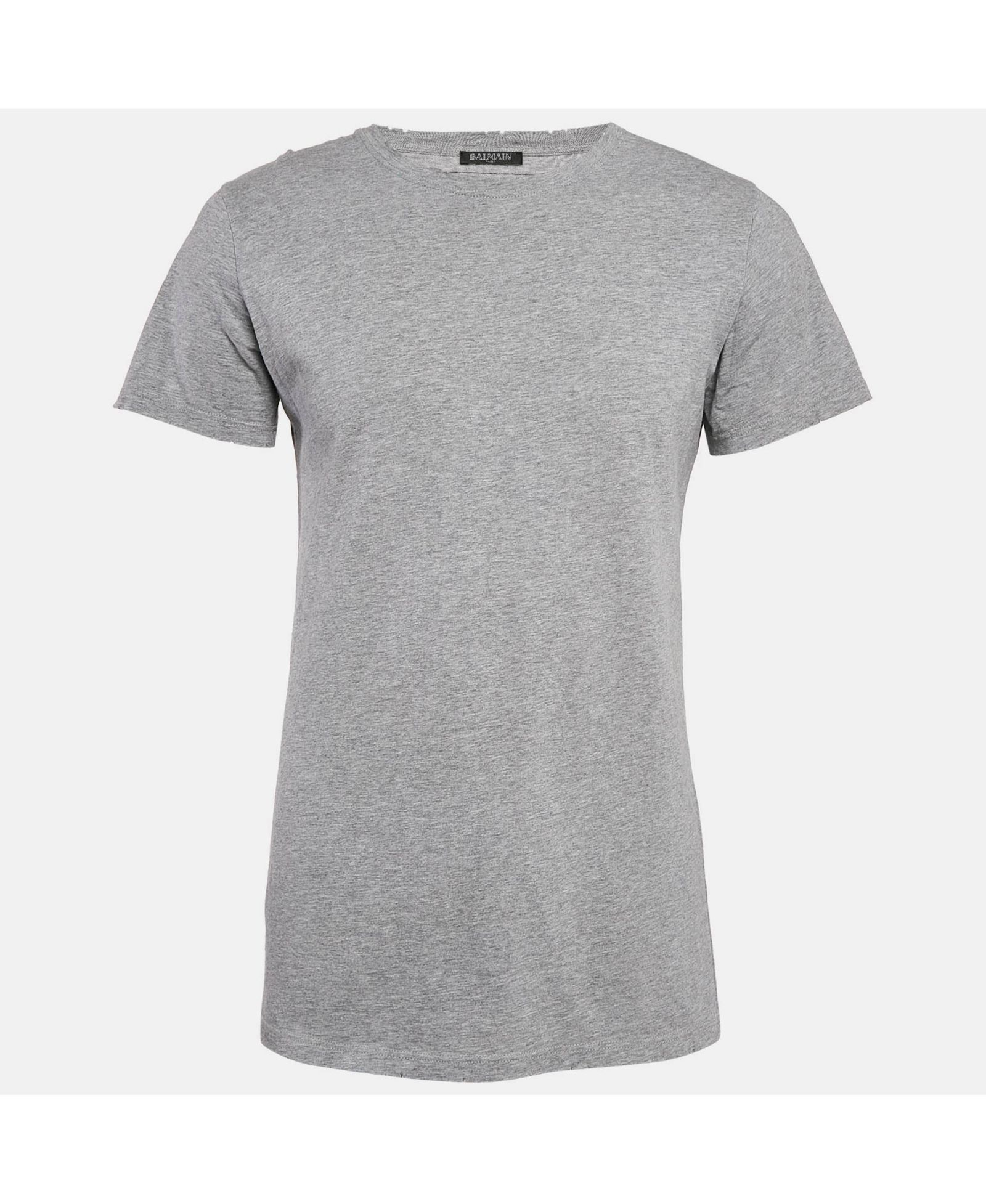 Pre-Owned Balmain Men's Cotton Crew Neck Distressed T-Shirt