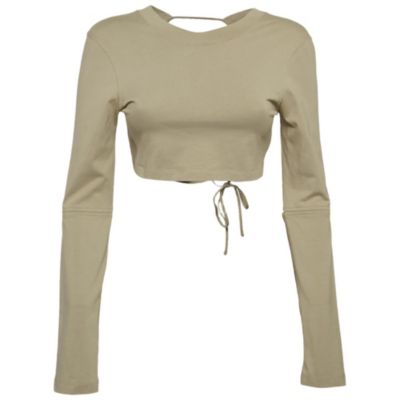 Pre-Owned Jacquemus Women's Sage Green Cotton Open Back Crop T-Shirt