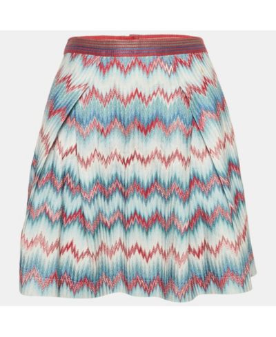 Женская мини-юбка Missoni из трикотажа с узором шеврон, синяя, б/у